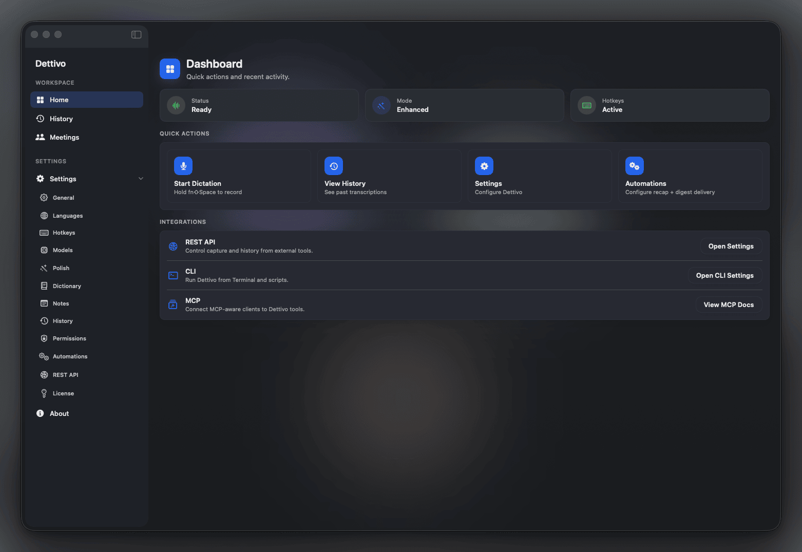Dettivo dictation dashboard