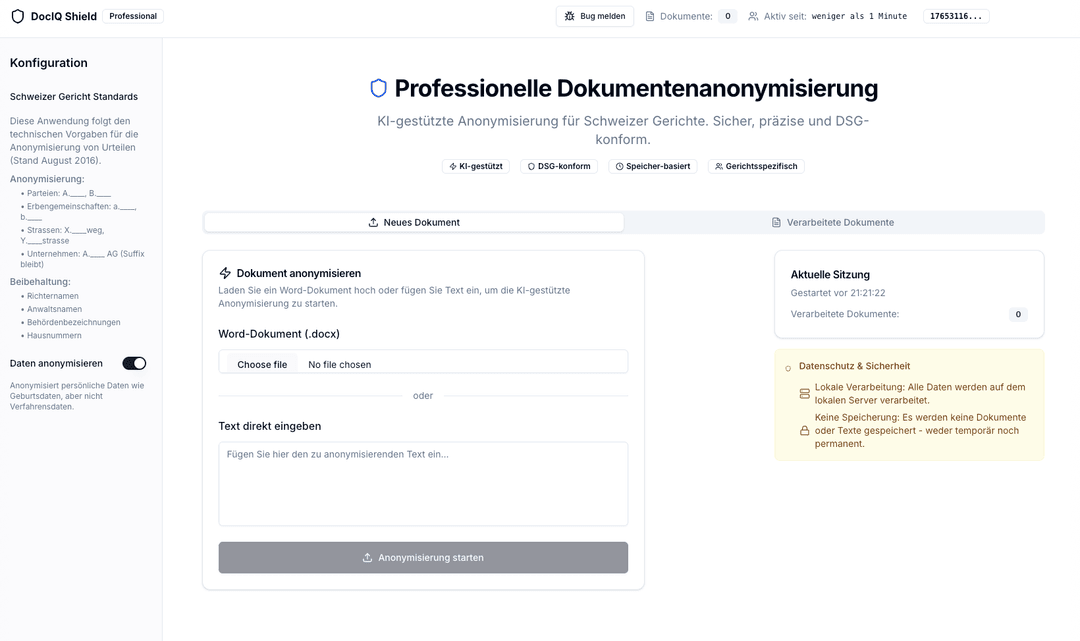 DocIQ Shield anonymisation interface